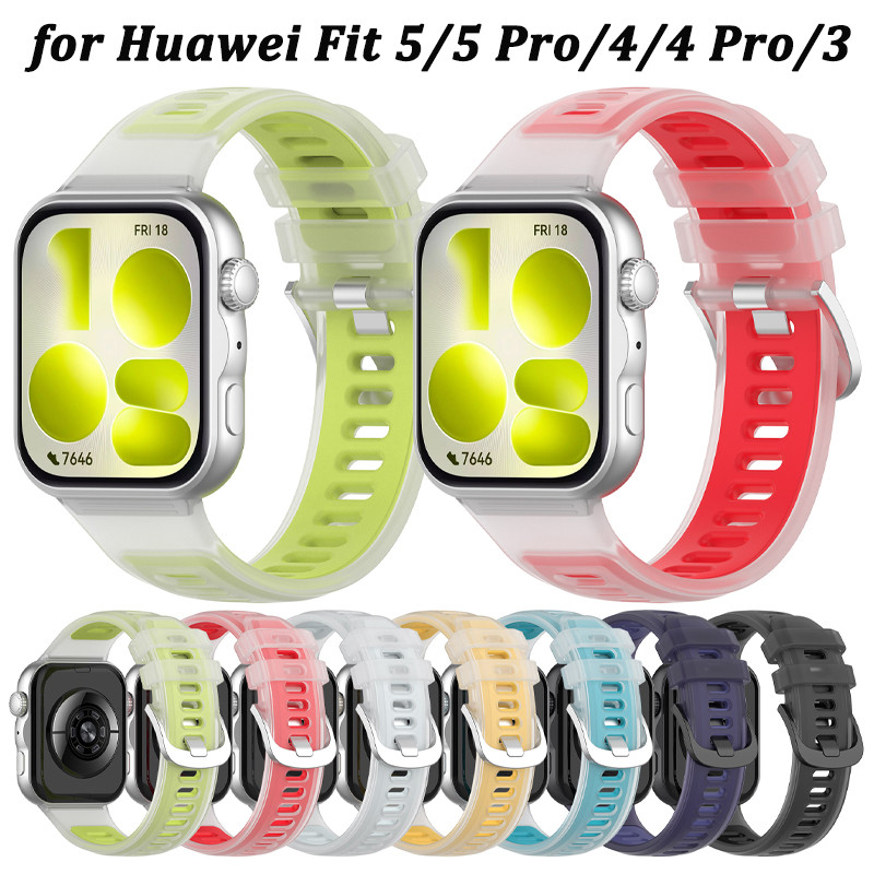 ซิลิโคนโปร่งใสสายกีฬาสําหรับ Huawei Fit 5/5 Pro/4/4 Pro/3 ปรับยางรัดเข็มขัดสายรัดข้อมือสร้อยข้อมืออุปกรณ์เสริมสําหรับ Huawei Fit 5/5 Pro