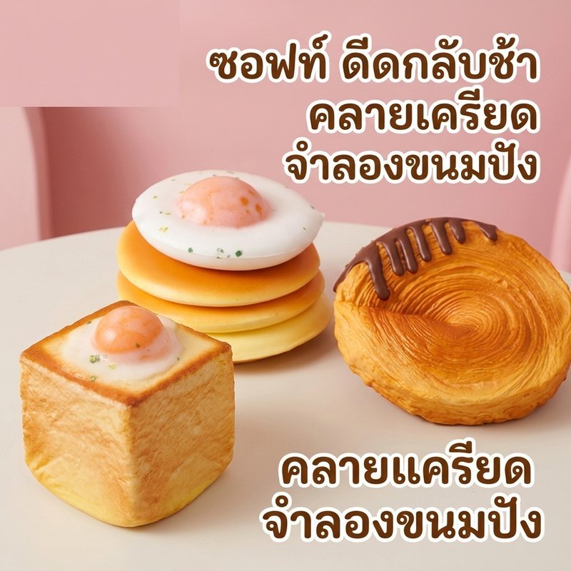 สกุชชี่ ขนมปัง แฮมเบอร์เกอร์ ของเล่นบีบ ของเล่นคลายเครียด ดีดช้า นุ่มนิ่ม พกพา ของขวัญ