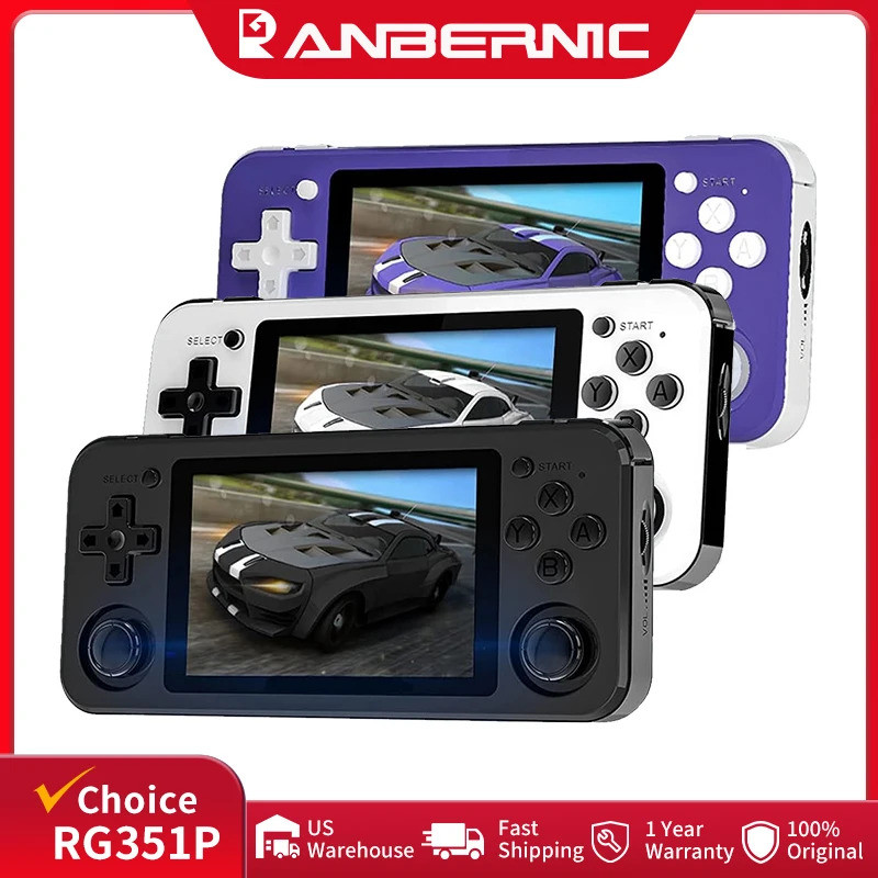 ANBERNIC RG351P Retro คอนโซลเกมมือถือ 3.5 หน้าจอ IPS RK3326 3500mAh Openlinux เครื่องเล่นเกมแบบพกพาใ
