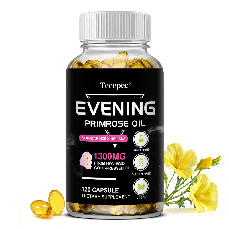 ผลิตภัณฑ์เสริมอาหารน้ํามัน Tecepec Evening Primrose – ​​รองรับสมดุลของผู้หญิงบรรเทาวัยหมดประจําเดือนไม่สบาย เช่นแฟลชร้อนและเหงื่อกลางคืนและรองรับความชุ่มชื้นของผิว