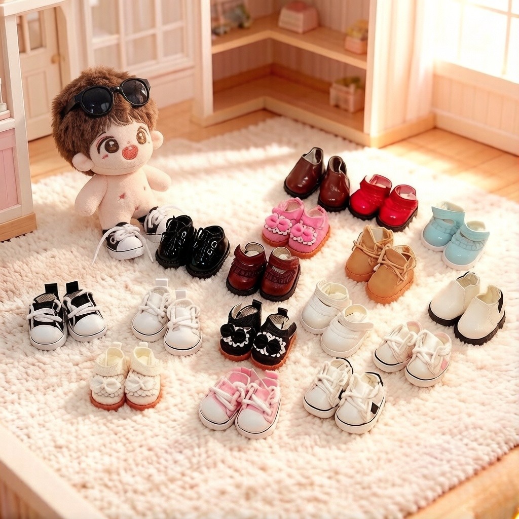 10เซนติเมตรผ้าฝ้ายตุ๊กตาผ้าใบรองเท้ารองเท้าหนังตุ๊กตาตุ๊กตาสวมรองเท้า