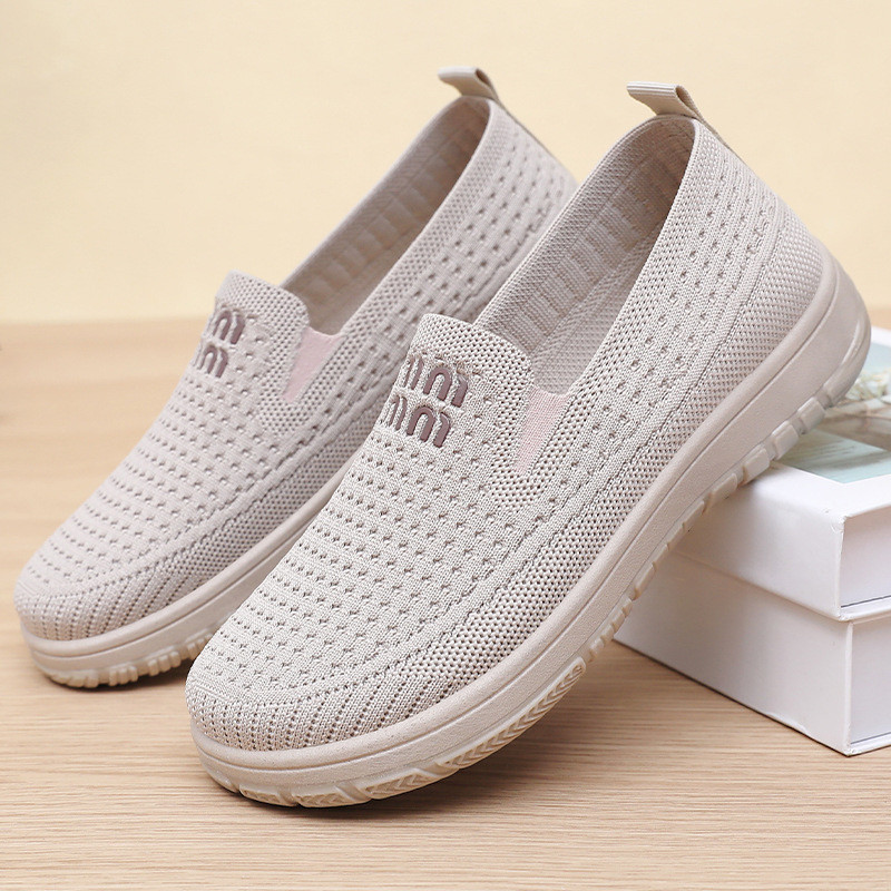 4 สีขนาดใหญ่ 36-41 ฤดูร้อน Breathable Slip-On เก่าปักกิ่งรองเท้าผ้าบินทอตาข่ายรองเท้าสบายๆรองเท้าผู้