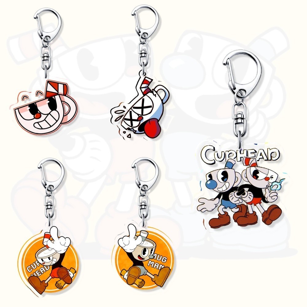 Cuphead Mugman อะคริลิคพวงกุญแจเกมผลิตภัณฑ์ตัวเลขตลกของขวัญกระเป๋า Charms จี้ Key Chain ของที่ระลึก Creative