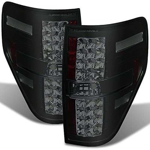 AKKON - สําหรับ 09-14 Ford F150 รถกระบะรถบรรทุกด้านหลังสีดําควัน LED ไฟท้ายไฟเบรค Taillamps เปลี่ยน