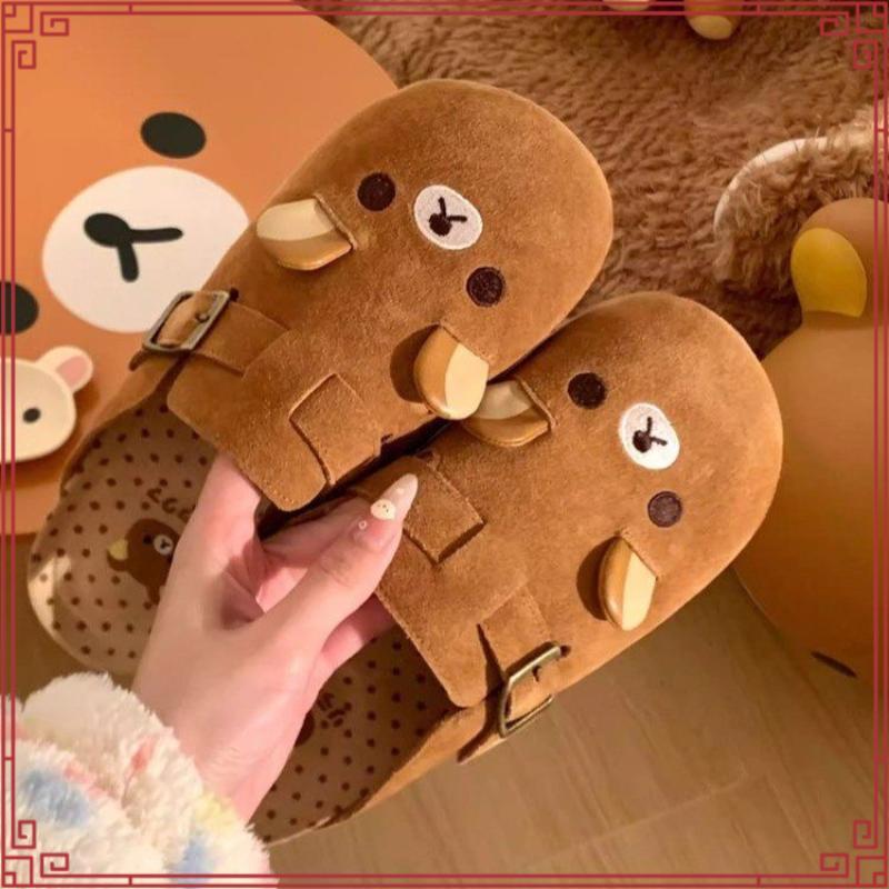 หมีน้อยน่ารัก Baotou Boken รองเท้าผู้หญิงรองเท้าแตะครึ่งขี้เกียจด้านล่างหนาใหม่