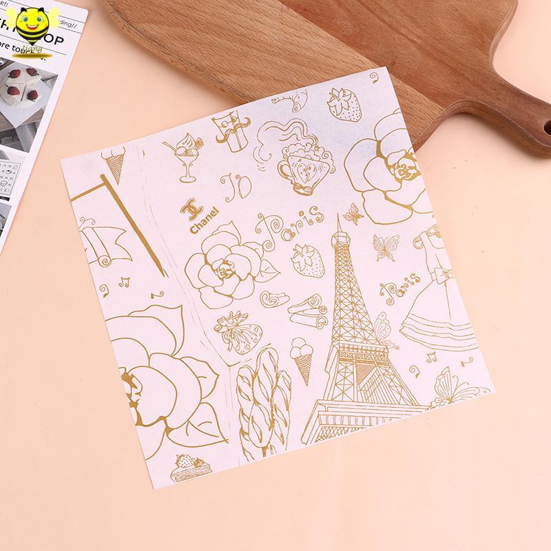 [Jiang] 50 แผ่น Bento Cake Box Pad Paper Burger Cake Oil Proof Paper Plate Paper TH