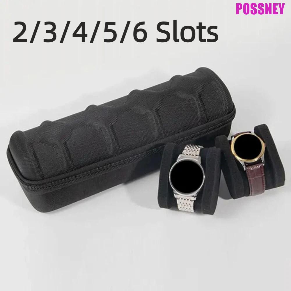 กล่องนาฬิกาพกพา POSSNEY, 2/3/4/5/6 ช่องนาฬิกากันน้ําแสดงเคสสัมผัสสบายซิปปิดพร้อมที่จับวัสดุ EVA กระเป๋าเก็บนาฬิกา Smartwatch