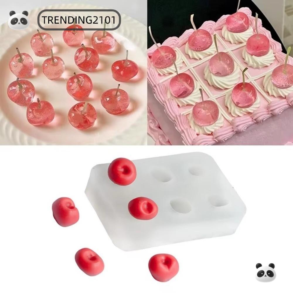 กําลังมาแรง อุปกรณ์ตกแต่งเค้กอบ, แม่พิมพ์ซิลิโคนผลไม้เชอร์รี่ DIY, นํากลับมาใช้ใหม่ผลไม้ทนทาน Fondant Mould ช็อกโกแลตเบเกอรี่เทียนตกแต่ง