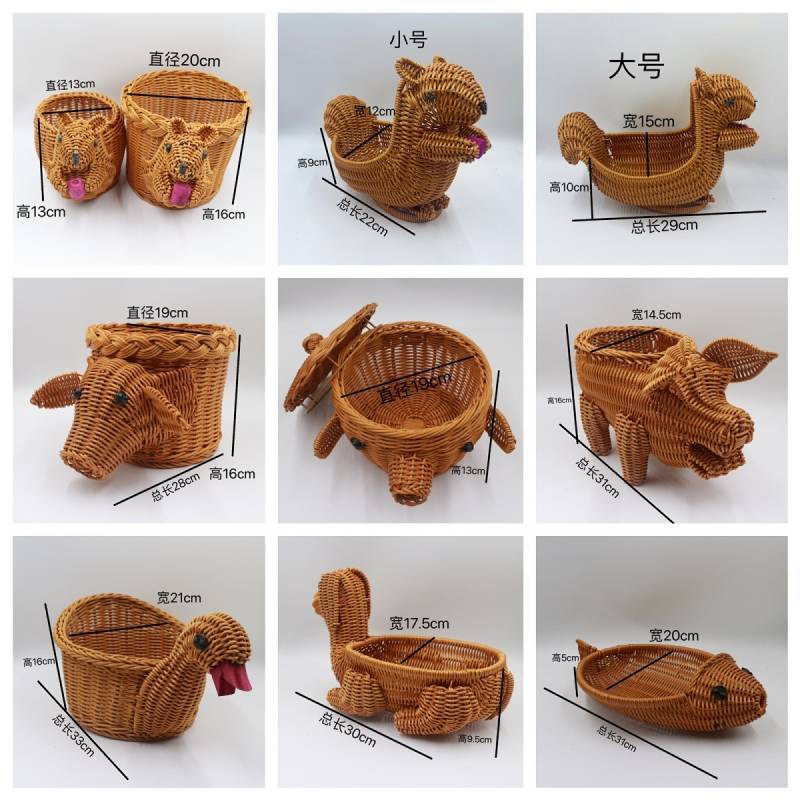 Imitation Rattan Bamboo Basket Snack Basket Cosmetic Desktop Storage Basket Rattan Tray rkZ8
