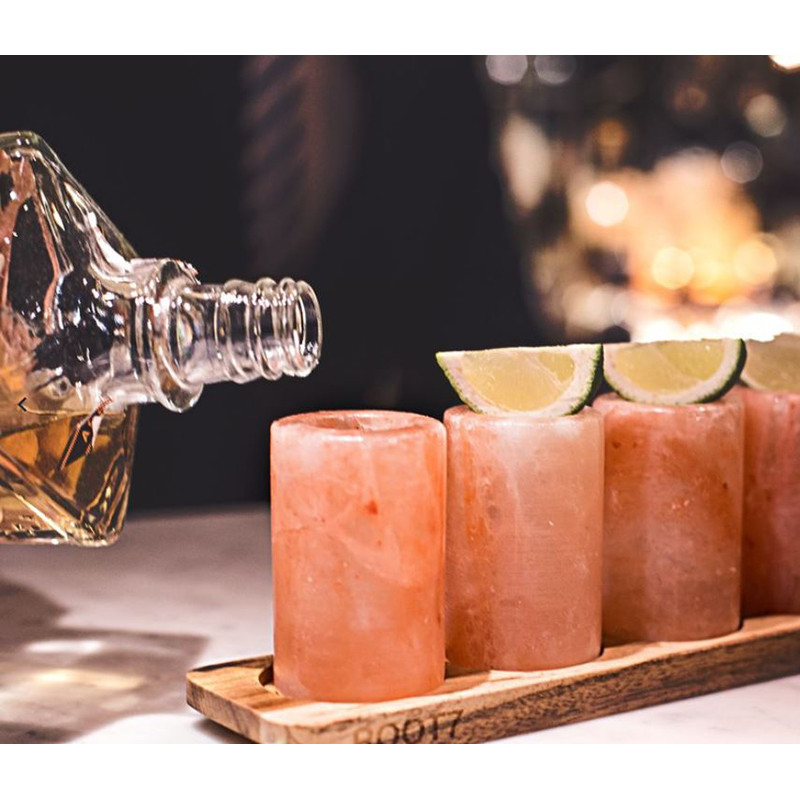 แว่นตาช็อตเกลือหิมาลัยระดับพรีเมียม 4 แพ็ค,แว่นตาช็อต Tequila สีชมพู, ดื่ม Tequila ชุดง่ายและง่าย 4 