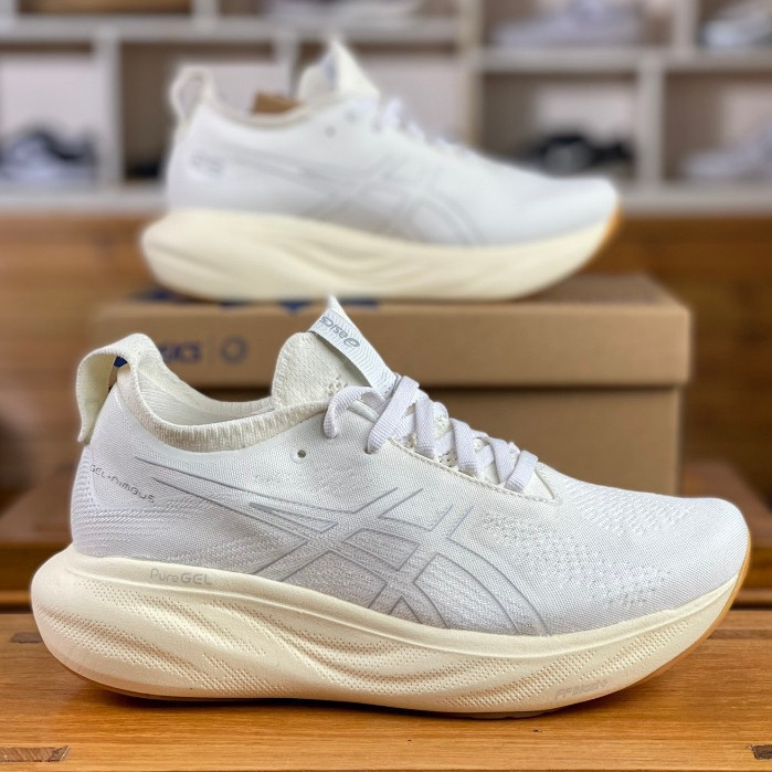 Asics Gel-Nimbus 25 รองเท้าวิ่งผู้ชายและผู้หญิง Gel-Nimbus 26 รองเท้ากีฬากันกระแทกแสง 1012B356-102