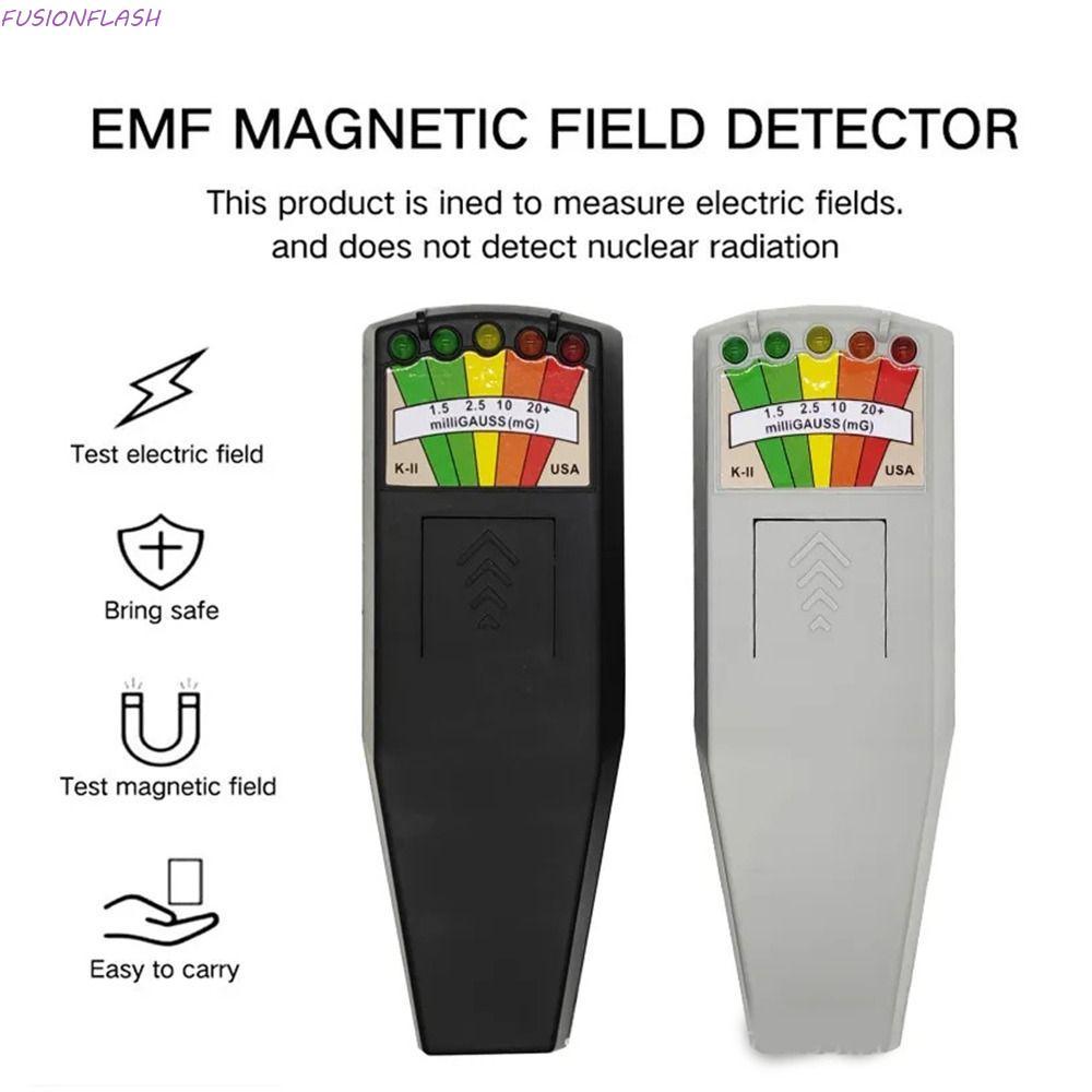 FUSIONFLASH เครื่องทดสอบรังสีแม่เหล็กไฟฟ้า, EMF Reader 5 LED EMF Gauss Meter, มัลติฟังก์ชั่น LCD Dig