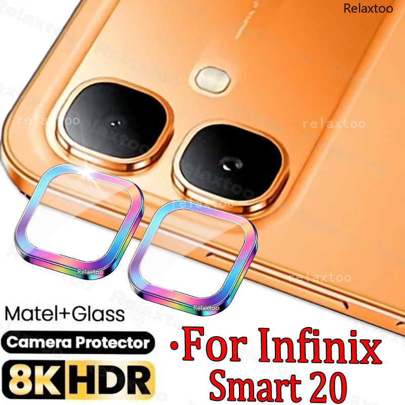 Full Curved เลนส์กล้องป้องกันกระจกนิรภัยสําหรับ Infinix Smart 20 Smart20 InfinixSmart20 X6840B 4G 5G 2026 Clear แหวนโลหะกระจกนิรภัยกล้องเลนส์กรณีปกหลังฟิล์ม