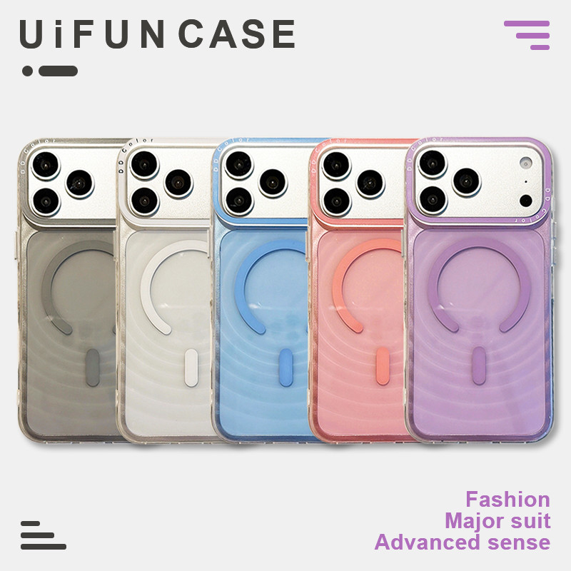 พรีเมี่ยมระลอกน้ําสีทึบใสแม่เหล็กเคสโทรศัพท์เข้ากันได้สําหรับ ไอโฟน 17 16 15 14 มือโปร สูงสุด 17โปรแม็กซ์ ป่นปี้ทน ทีพียู ปกหลังปลอก