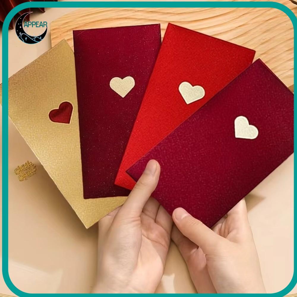 ชื่นชม 6ชิ้นซองจดหมายสีแดง,ซองสีแดงปีใหม่ประณีต,สร้างสรรค์17*9เซนติเมตรสามสีรักรูปแบบเงินสดของขวัญซองวันวาเลนไทน์