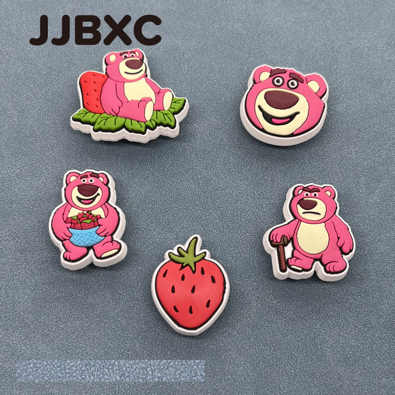 JJBXC ตัวติดรองเท้า Lotso หมีสตรอว์เบอร์รี น่ารัก ตกแต่งรองเท้า DIY