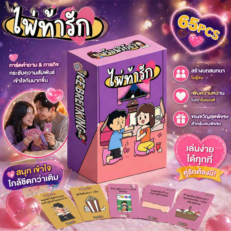 เกมไพ่คู่รัก ไพ่ถามตอบคู่รัก การ์ดเดทโรแมนติก เกมละลายพฤติกรรม ภาษาไทย ของขวัญวันครบรอบ