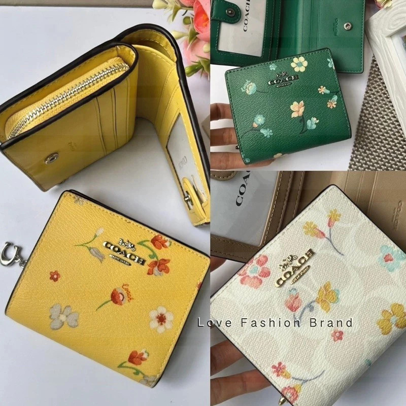 Women Wallet C8703 กระเป๋าสตางค์ใบสั้น กระเป๋าสตางค์สแนปด้วยการพิมพ์ลายดอกไม้ลึกลับ 6D8B5FGK