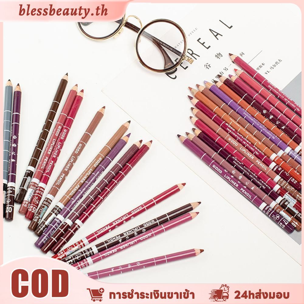 Lip Liner 28 สีกันน้ํา Sweat-Proof ไม่ซีดจางง่าย Non-Stick Cup สีนู้ดลิปสติกปากกา