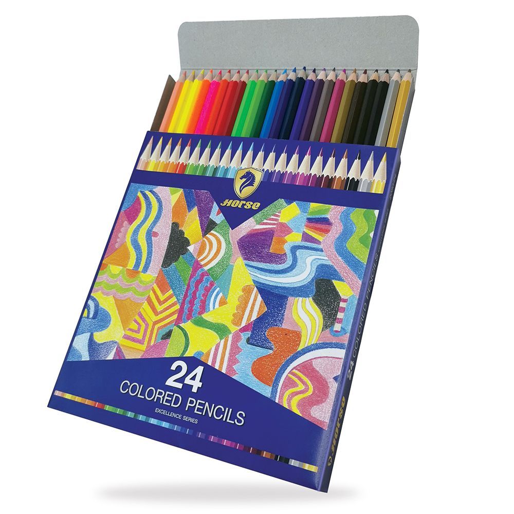 [สินค้าส่งด่วน] ตราม้า ดินสอสีไม้ยาว 24 สี HG-24 HORSE 24 COLORED PENCILS HG-24