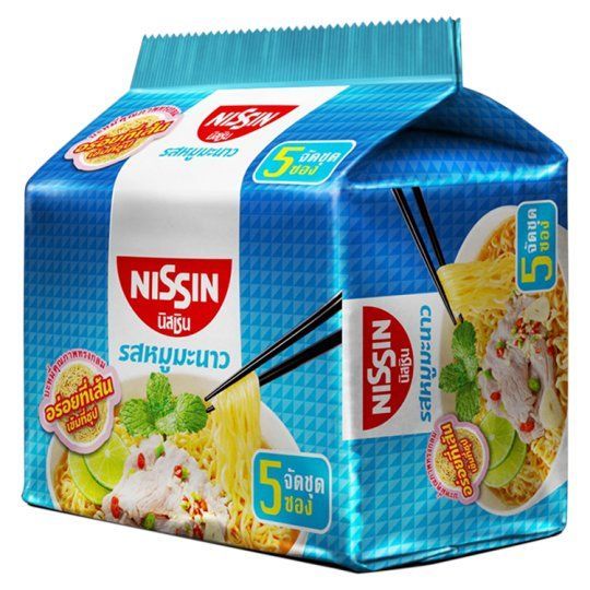 [สินค้าส่งด่วน] นิสชินบะหมีรสหมูมะนาว60กรัมแพ็ค5ซอง NISSIN NOODLE MOO MA NAO 60 G.PACK5