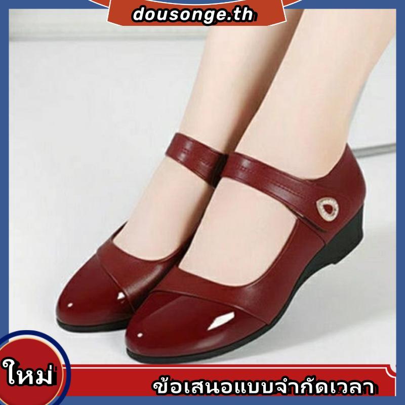 minxshoes รองเท้า minx รองเท้าชั้นเดียวส้นกลางแบบใหม่หนังนิ่มพื้นนิ่มสำหรับคุณแม่รองเท้าหนังผู้หญิงเ