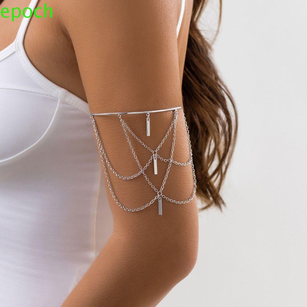EPOCH Body Chain, Gold Alloy Armlet Arm Cuff Bracelets, Vintage Opening Bracelet Hiphop Tassel Upper