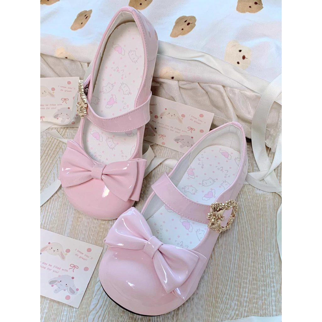 แนะนํายอดนิยม [Low Heel] Meow Uniform Store Meow Group Square Round Head Low Heel Bow Daily Lolita A
