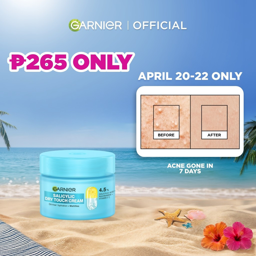 NEW Garnier Salicylic Dry Touch Cream Moisturizer (50ML) - 8HR Oil Control & Mattifies Skin for Acne