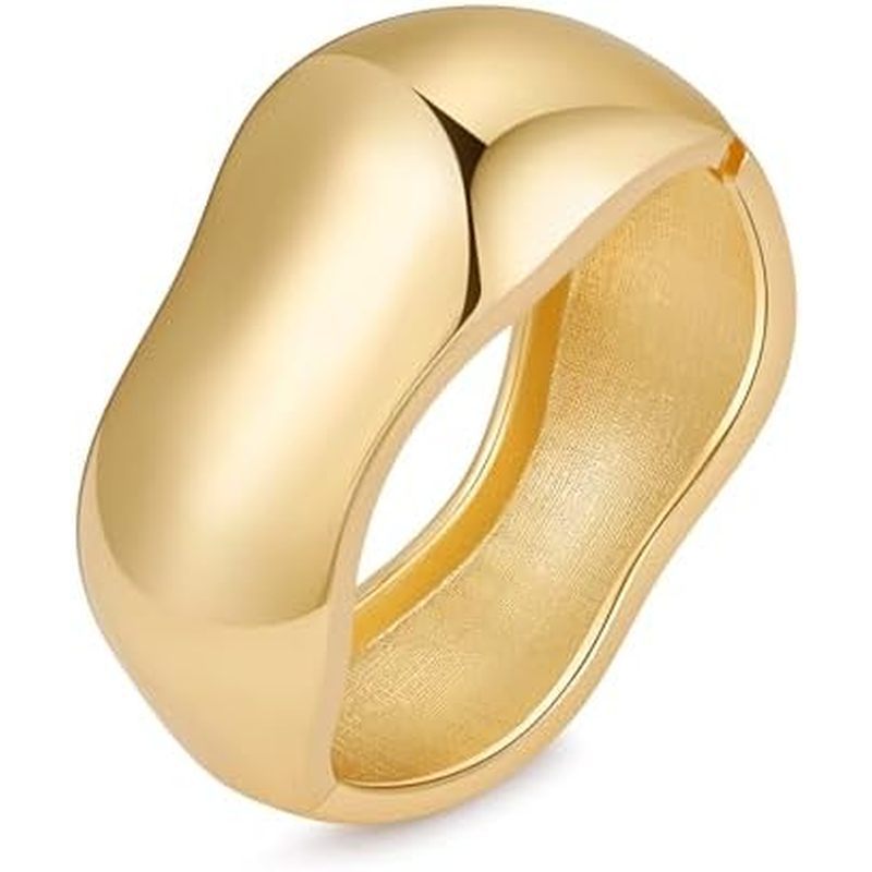 Bangle Bracelets for Women | 14K Gold Plated Trendy Wide Bracelets | Hinged Arm Cuff Bangles Chunky 