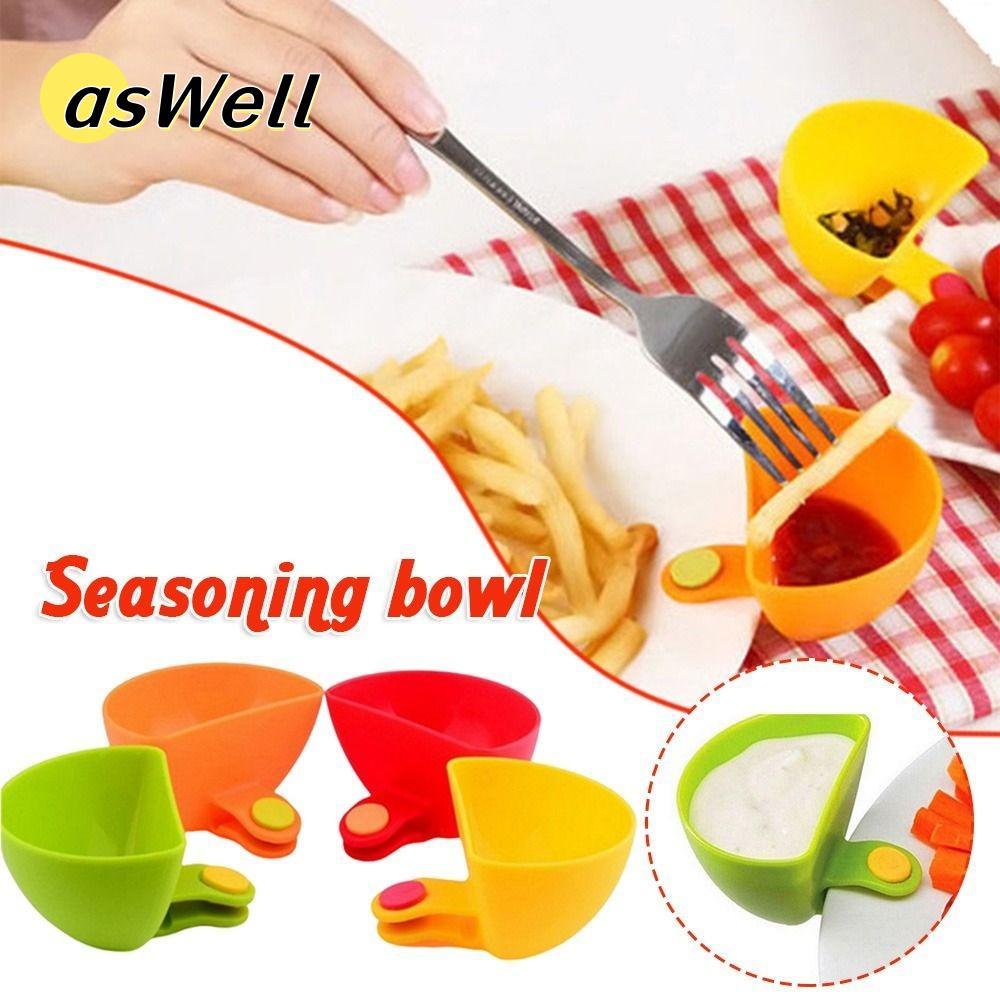 ASWELL Spices Dip Container Bowl, ชามคลิปจุ่มอเนกประสงค์สีสันสดใส, อุปกรณ์ครัวพลาสติกแบบหนีบ, ที่ใส่