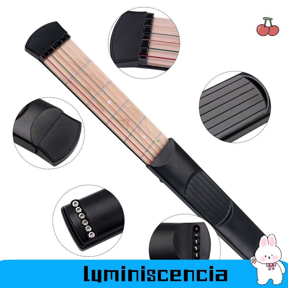 LUMINESCIA Chord Trainer, F/Beginne Maple Wood Pocket Guitar, Compact Size 6 String 6 Fret Guitar Pr