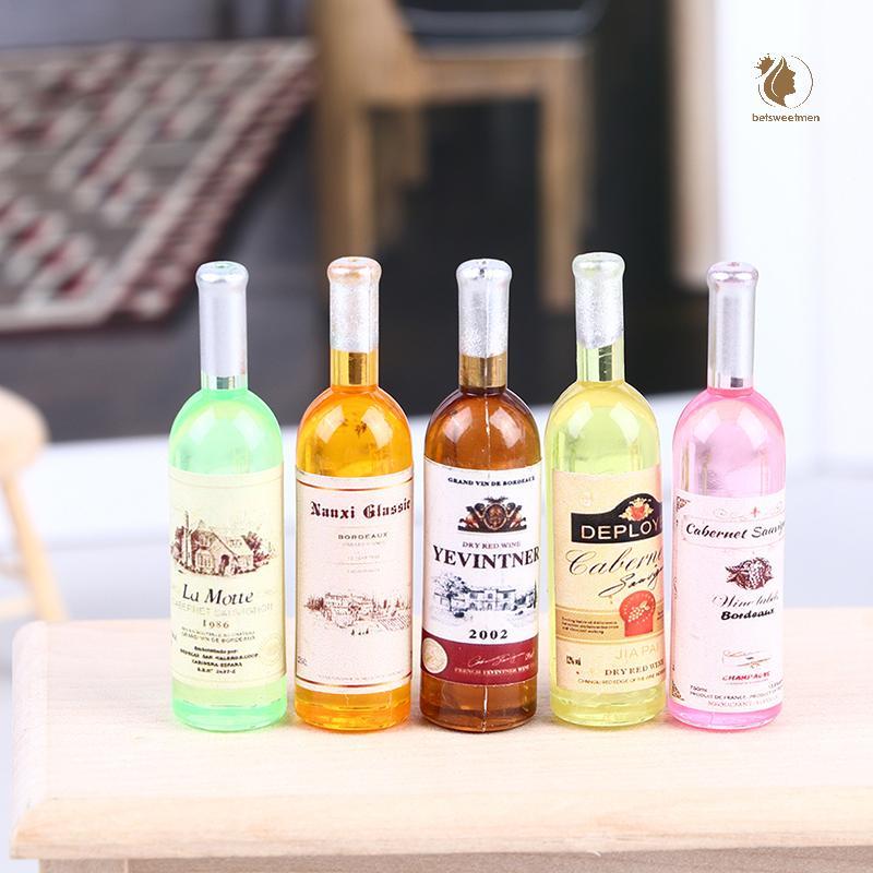 [PE] 5 ชิ้น 1:12 Dollhouse Miniture จําลองขวดห้องครัวห้องนั่งเล่นอุปกรณ์ตกแต่ง TH