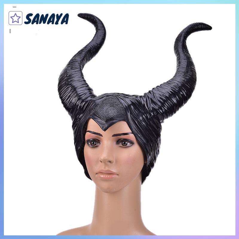 Dwi หมวกคอสเพลย์ฮาโลวีนมีเขาคอสเพลย์ Maaleficent ชุดสวมหัวราชินีชั่วร้าย