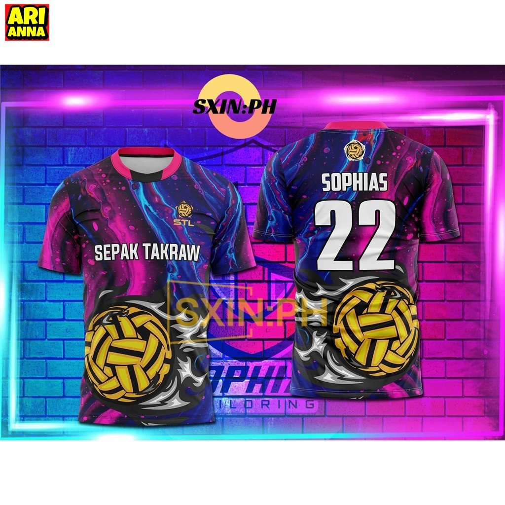 Free Custom ชื่อและหมายเลข2024 ดีไซน์ใหม่ FULL SUBLIMATION Sepak ตะกร้อคลับใหม่ STL SEPAK TAKRAW JERSEY (มีจําหน่ายในสต็อก)