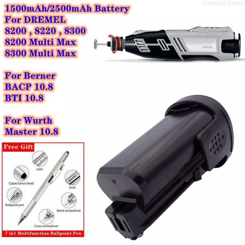 เครื่องมือแบตเตอรี่ 10.8V/1500mAh/2500mAh B812-01,B812-02 สําหรับ DREMEL 8200,8220, 8300,Berner BACP