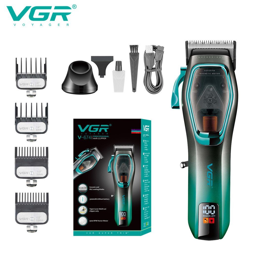 ร้านทําผมความเร็วสูงฐานไฟฟ้าผม Clipper หัว Cross-Border กรรไกร vgr674 พร้อมน้ํามัน Push Electric Hai