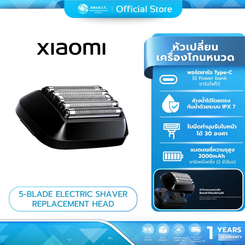 (มีส่งด่วน) Xiaomi Mi 5-Blade Electric Shaver Replacement Head หัวเปลี่ยนเครื่องโกนหนวด 5 ใบมีด