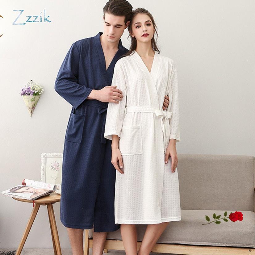 Zzzik ชุดคลุมอาบน้ำ คุณภาพสูง (แขนยาว/แขนสั้น) เสื้อคลุมอาบน้ำ สำหรับผู้หญิง ชุดคลุม สีพื้น เนื้อผ้านุ่มสบาย