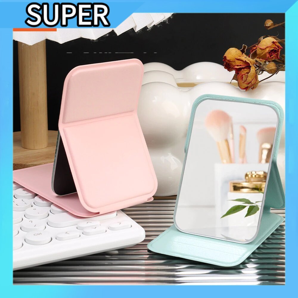 A00258กระจกพกพา กระจกเงา มินิ INS Makeup mirror แบบบาง ตั้งได้ กระจกตั้งได้ เรียบง่าย ความละเอียดสูง กระจกพับได้แบบใช้มือถือ