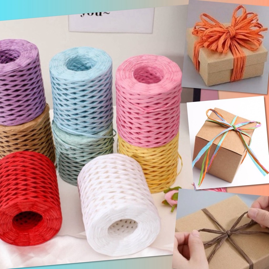 🐱 เชือก กระดาษ เชือกถัก เชือกป่าน ยาว 200 เมตร วัสดุธรรมชาติ ตกแต่ง DIY งานประดิษฐ์ งานฝีมือ ห่อของขวัญ พันดอกไม้ 🐱