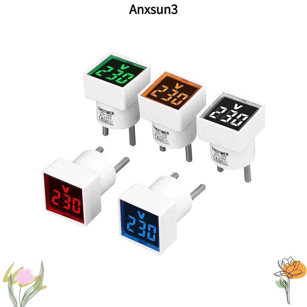 ANXSUN3 โวลต์มิเตอร์สแควร์, LED เครื่องวัดแรงดันไฟฟ้าแบบดิจิตอล, ปลั๊ก EU แบบพกพา AC 220V/230V โวลต์