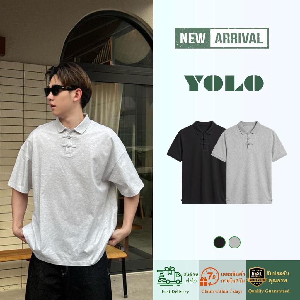 YOLO เสื้อยืด OVERSIZE เสื้อยืดโอเวอร์ไซส์ เสื้อโปโล คอปก ใส่ได้หลากหลาย เสื้อแขนสั้น ใส่สบาย Y261228