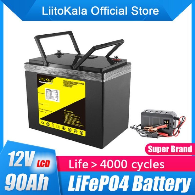 แบตเตอรี่ลิเธียมฟอสเฟต LiitoKala 12V90Ah วงจร 3000 ครั้ง สำหรับรถบ้านพัก แคมป์ปิ้ง รถกอล์ฟ