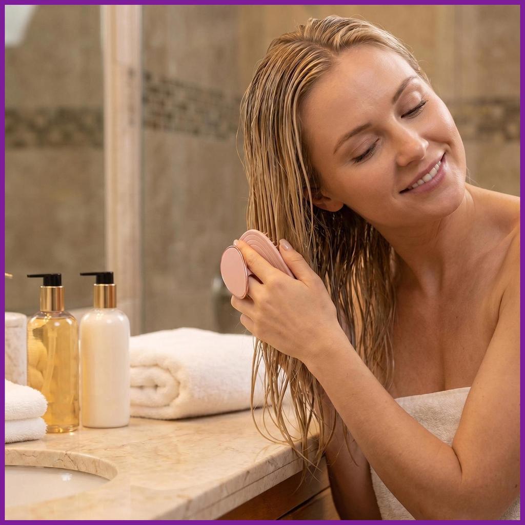 ผม Scrubber เครื่องมือทําความสะอาดกรูมมิ่งหวีแชมพูแปรงเปียกแห้งผม Scrubber สําหรับบ้านหอพัก Travel โ