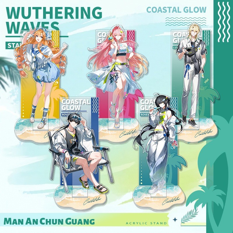 Wuthering Waves X MINISO ขาตั้งอะคริลิค Sigrika Rover Badge จี้อะคริลิคสองด้านโปร่งใสการ์ดอะนิเมะเกม Merch