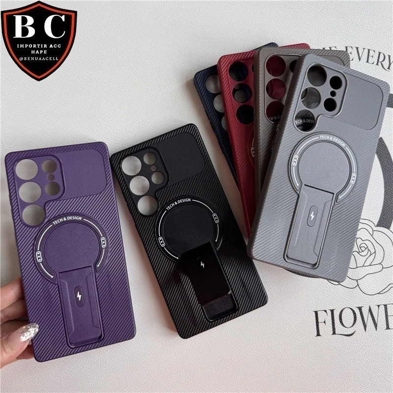 กรณีคาร์บอน MAGSAFE KICKSTAND สําหรับ XIAOMI POCOPHONE C85 C71 C65 M6 M6 PRO POCO X7 X7 PRO X6 Mi 15
