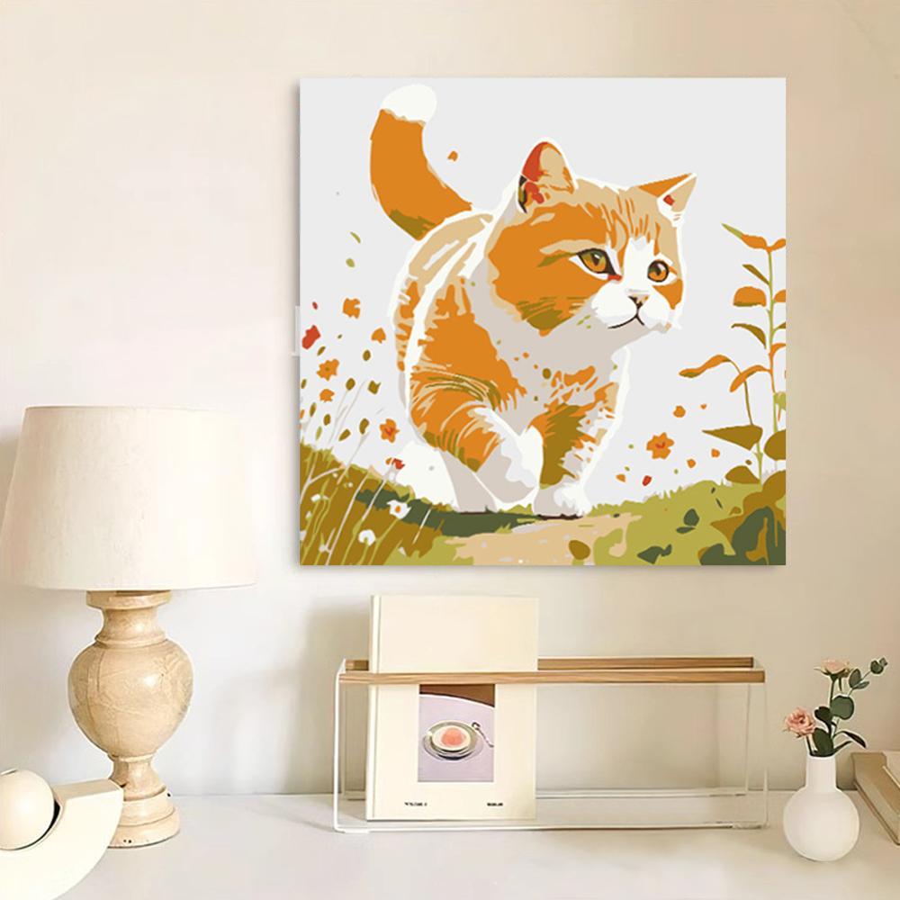 20ซม.สีน้ํามันดิจิตอลโดยตัวเลขผ้าใบDiyน่ารักจํานวนCat Decor Wall RoomภาพวาดW4d0
