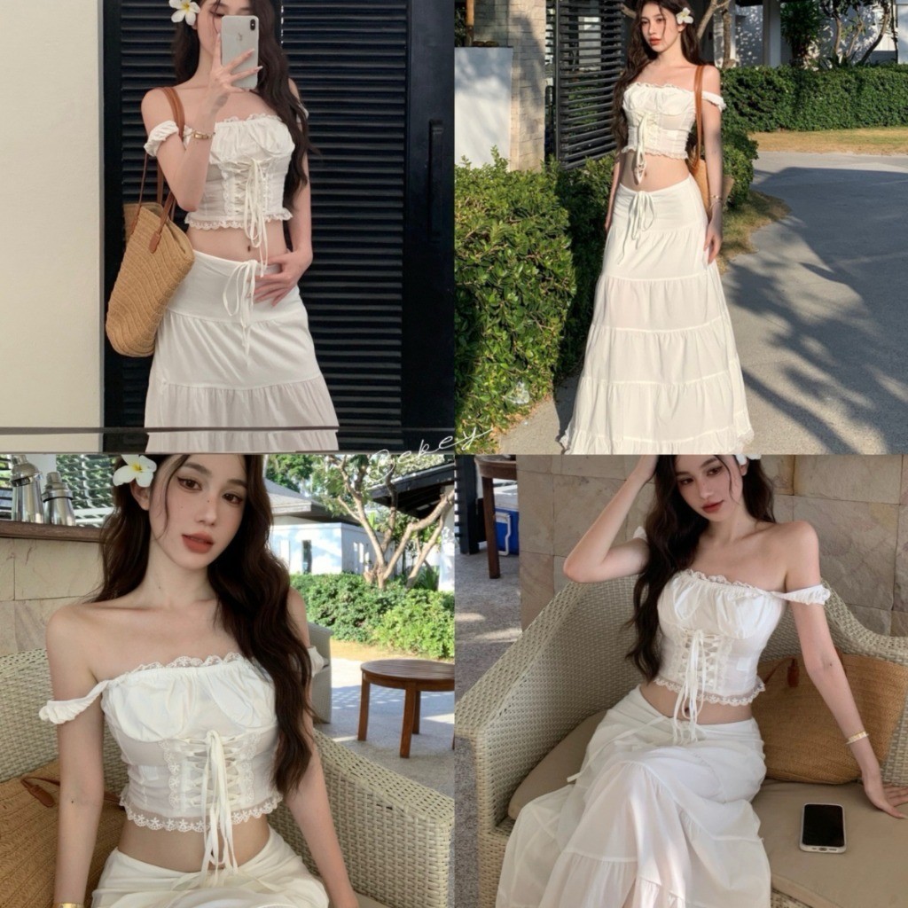12H (พร้อมส่งจากกรุงเทพ🇹🇭) เสื้อกั๊กสั้นของผู้หญิง เสื้อคอเหลี่ยม ลูกไม้โปรงลำลอง RR045