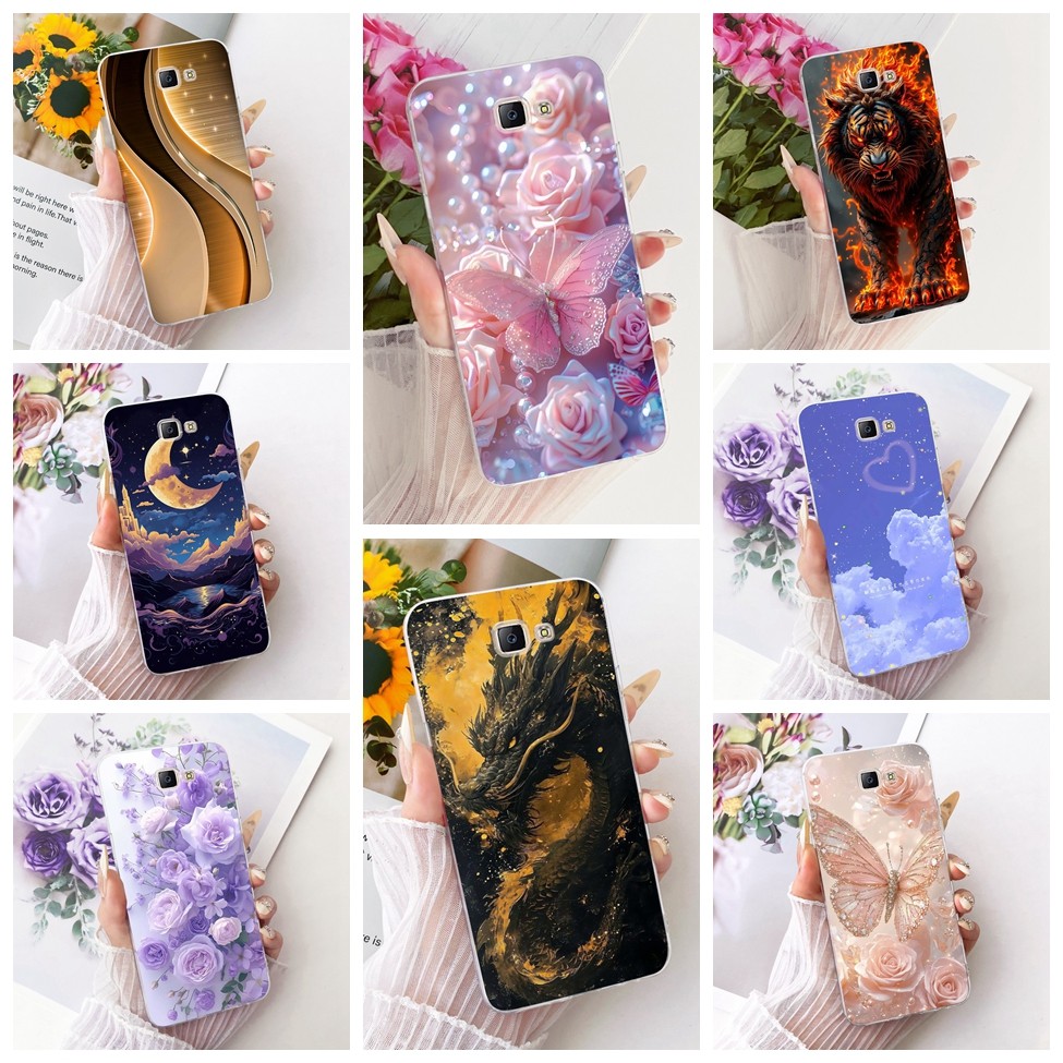 Clear สําหรับ Samsung J7 Prime กรณีแมวน่ารักแฟชั่นผีเสื้อตลกทาสีสําหรับ Samsung Galaxy J7 Prime G610